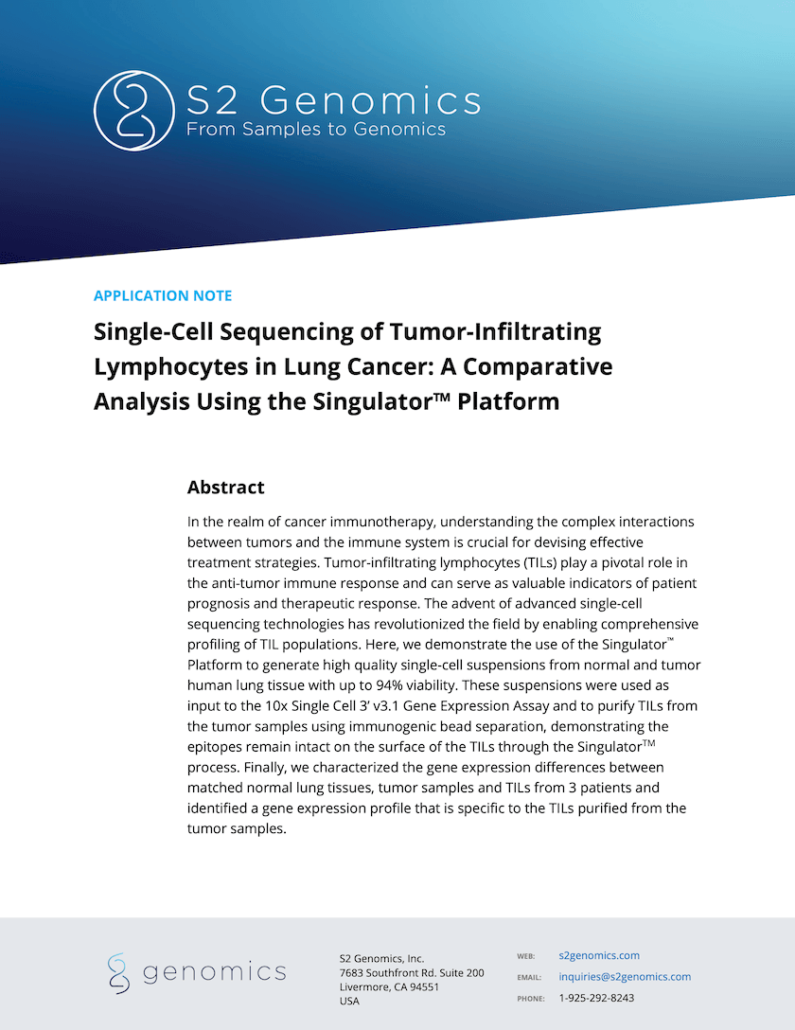 Application Note: Single Cell Sequencing Tumor Infiltrating Lymphocytes Lung Cancer